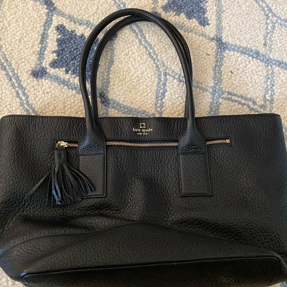 Kate Spade Large Tote—Black Pebbled Leather